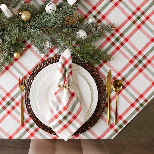 DII® Nutcracker Plaid Tablecloth